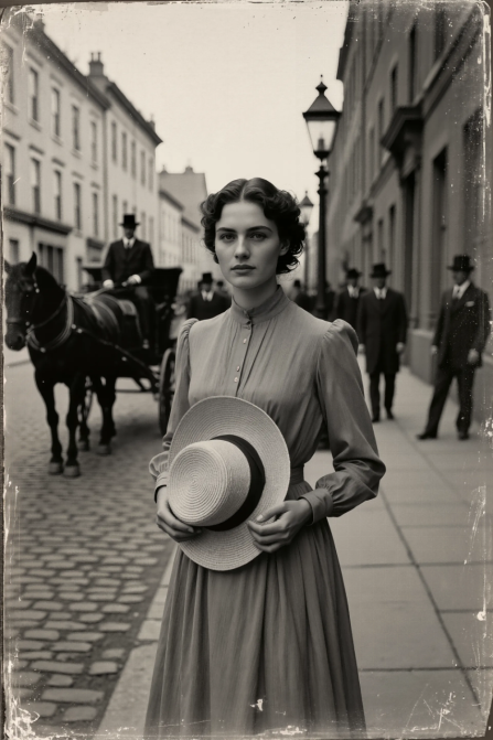 A restored high-definition black-and-white photo of a lady